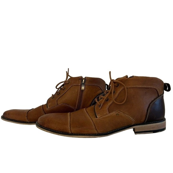 Steve Madden Other - Steve Madden Johnnie Brown Leather Lace Side Zip Men Chukka Boots Size 11 (Wear)